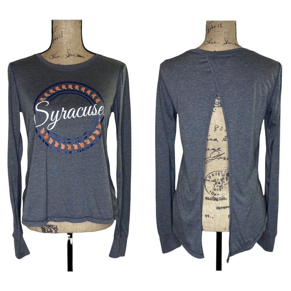 Syracuse University Shirt Womens Sz M Split‎ Open Back Thumb Holes Athleisure